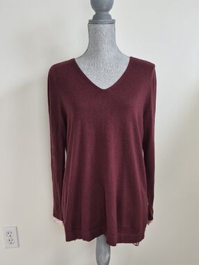 NYDJ High Low Sweater Medium Floral Maroon Print Purple Multi Colour